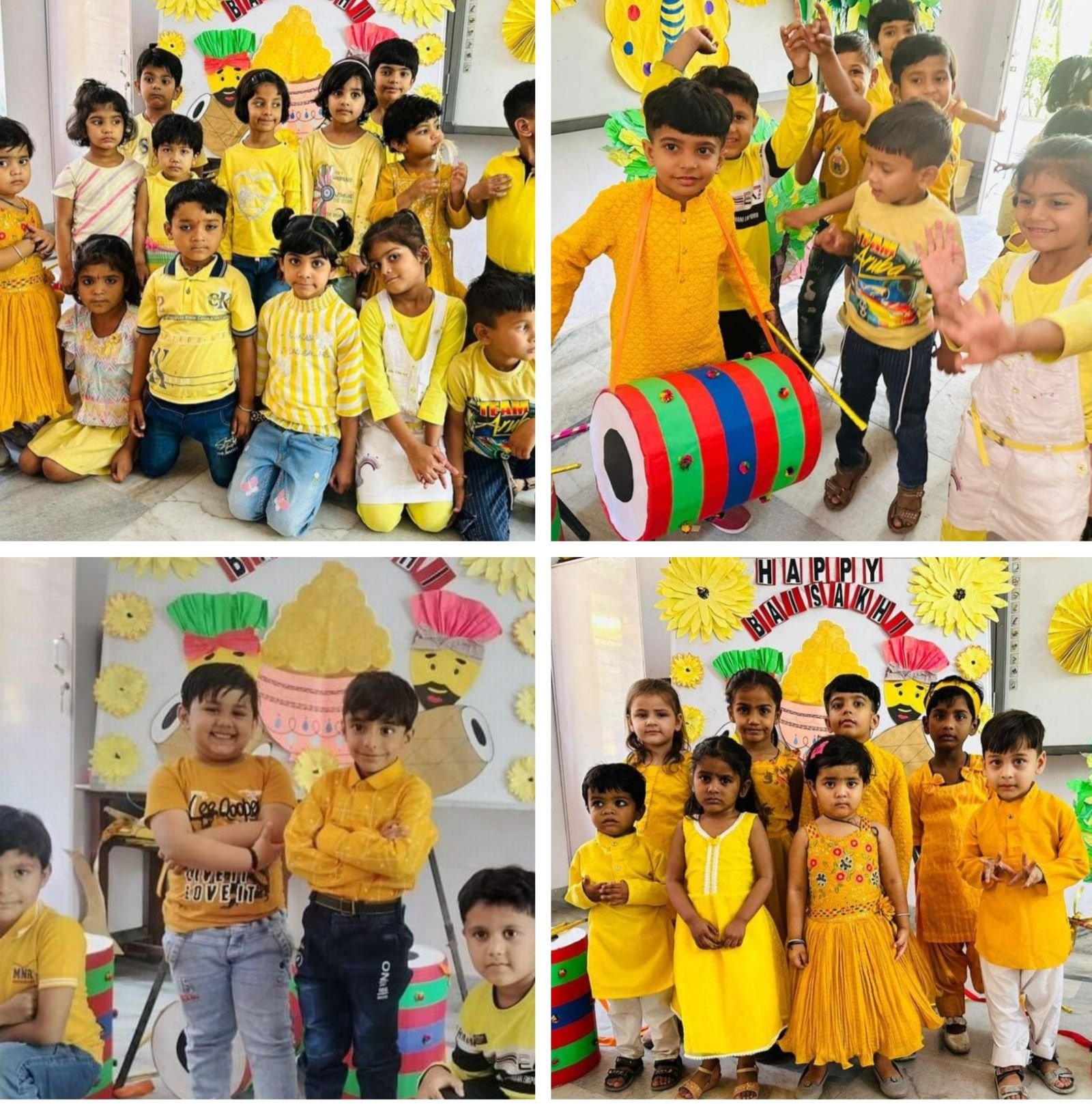 टिथोनस इंटरनेशनल स्कूल में बच्चों ने ढोल बजाया, बैसाखी का त्योहार मनाया