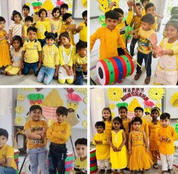 टिथोनस इंटरनेशनल स्कूल में बच्चों ने ढोल बजाया, बैसाखी का त्योहार मनाया