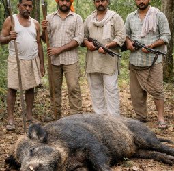 वन विभाग को नजर नहीं आ रहे जंगली सूअर, शिकारी कर रहे शिकार, चार पकड़े गए
