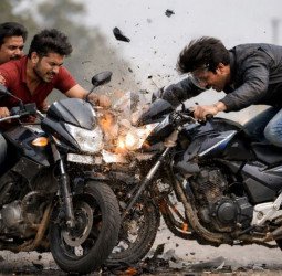 आमने-सामने दो बाइक भिड़ी, एक युवक की मौत, पिता समेत दो घायल