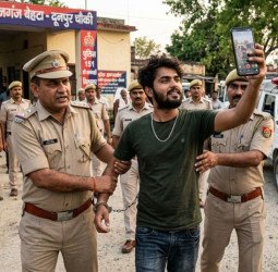 पुलिस का खौफ खत्म या 'बेअंदाजी'....ये तो अपनी गिरफ्तारी की भी बना रहा रील