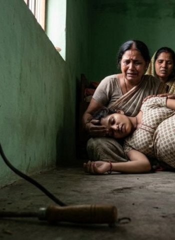 तार लगाते समय लगा करंट, महिला की मौत, गर्भ में पल रहा था आठ माह का शिशु