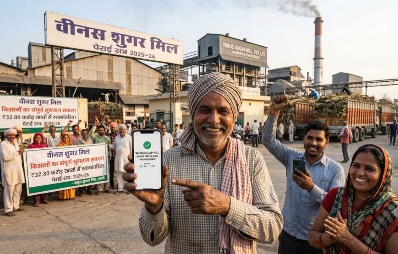वीनस शुगर मिल ने किसानों को किया 32.80 करोड़ का भुगतान