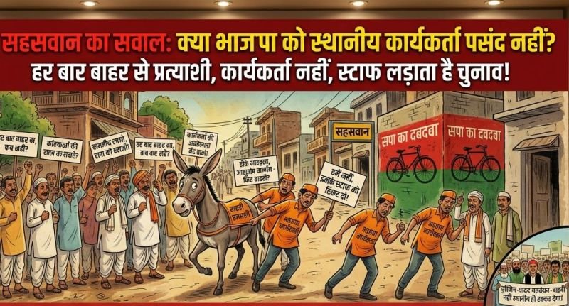 सहसवान में भाजपा के कायकर्ता नहीं, प्रत्याशी का 'स्टाफ' लड़ाता है चुनाव