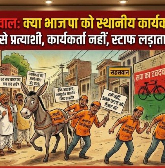 सहसवान में भाजपा के कायकर्ता नहीं, प्रत्याशी का 'स्टाफ' लड़ाता है चुनाव