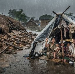बारिश में ढह गया कच्चा मकान, बेसहारा हुआ परिवार